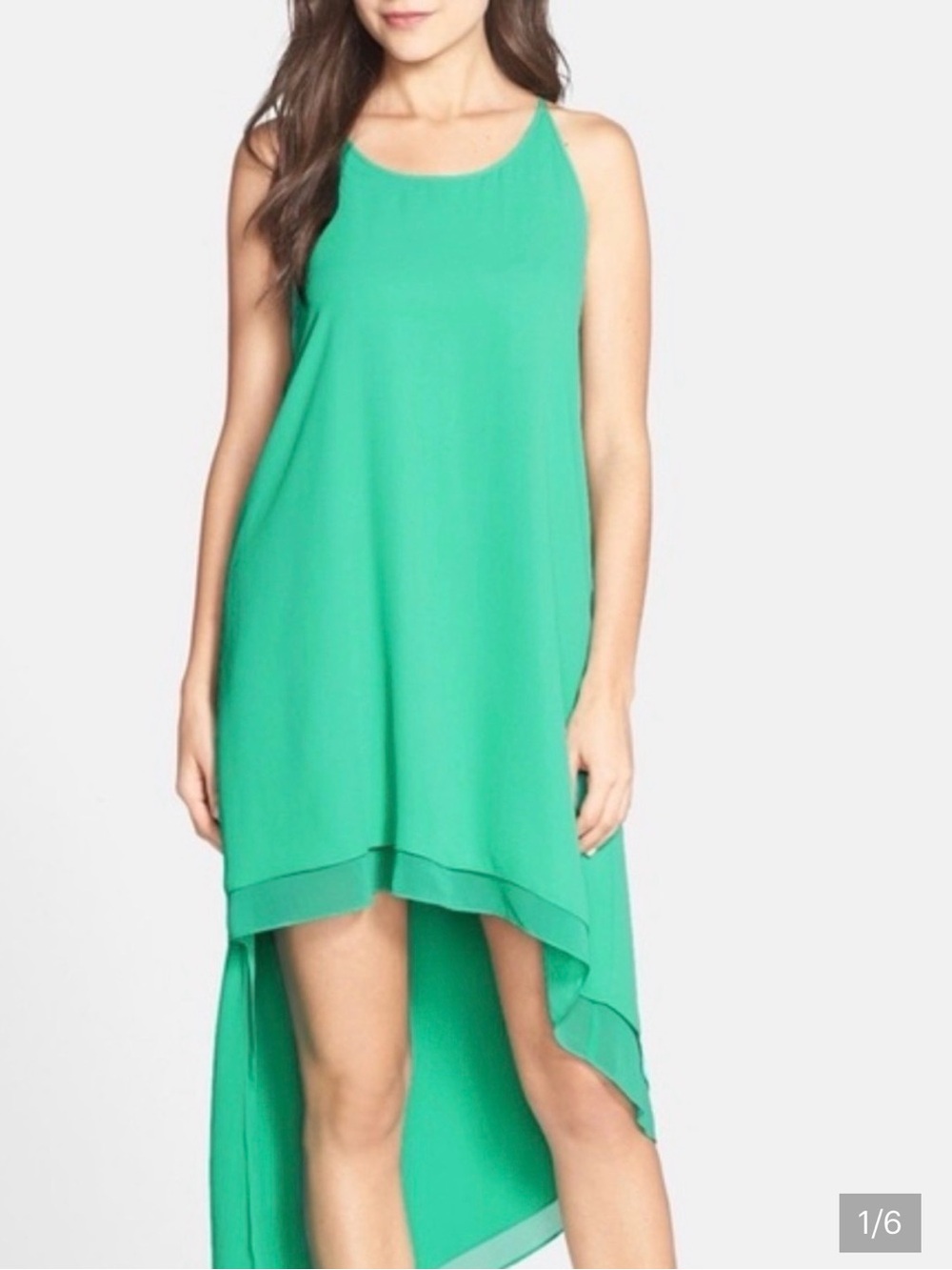 LN BCBGMaxAzria Sleeveless High-Low Dress in Bright Green